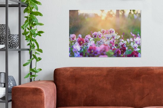 Tableaux - Coucher de soleil sur un champ de violettes - Peintures cm - Décoration murale