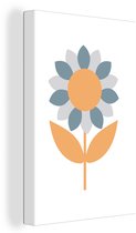 Illustration scandinave d'un jaune avec une fleur bleue 80x120 cm - Tirage photo sur toile (Décoration murale salon / chambre)