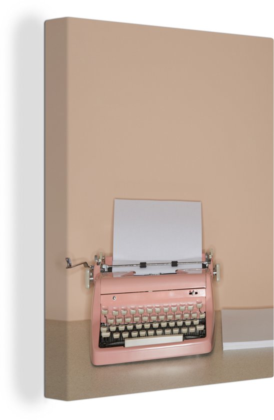 Toile de machine à écrire rose ancienne 2cm 60x80 cm - Tirage photo sur toile (Décoration murale salon / chambre)