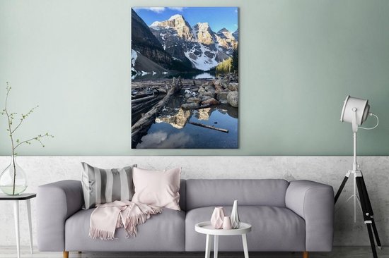Peintures sur toile - Lac Moraine reflétant les montagnes du Canada - 90x120 cm - Décoration murale