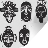 Affiche de jardin Illustration Zwart et blanc de masques africains Toile en vrac 50x50 cm - petit - Toile de jardin / Toile d'extérieur / Peintures pour l'extérieur (décoration de jardin)