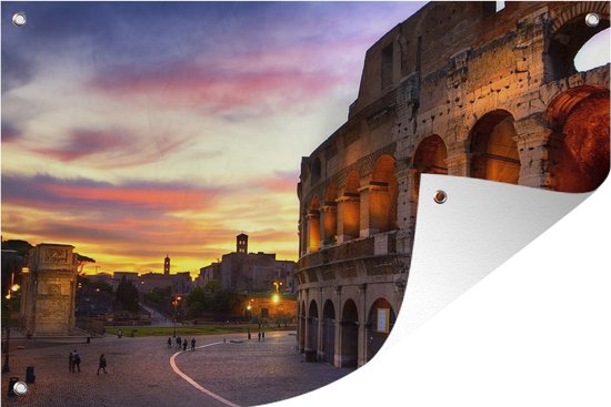 Foto: Tuindecoratie het colosseum in rome bij een zonsondergang 60x40 cm tuinposter tuindoek buitenposter