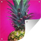 Tuinposters Ananas - Fruit - Roze - 50x50 cm - Tuindoek - Buitenposter