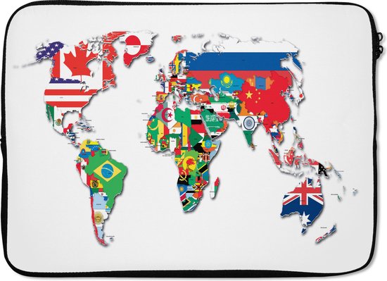 Housse Ordinateur Portable 14 Pouces 36x26 Cm - Cartes Du Monde Trendy