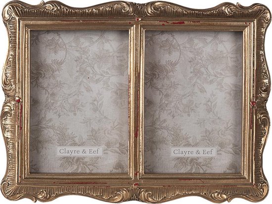 Clayre & Eef Fotolijst 10x15 cm (2) Goudkleurig Polyresin Rechthoek Fotokader