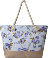 Juleeze Strandtas 50*36 cm Blauw, Paars Synthetisch Bloemen Handtas Dames Tas Damestas