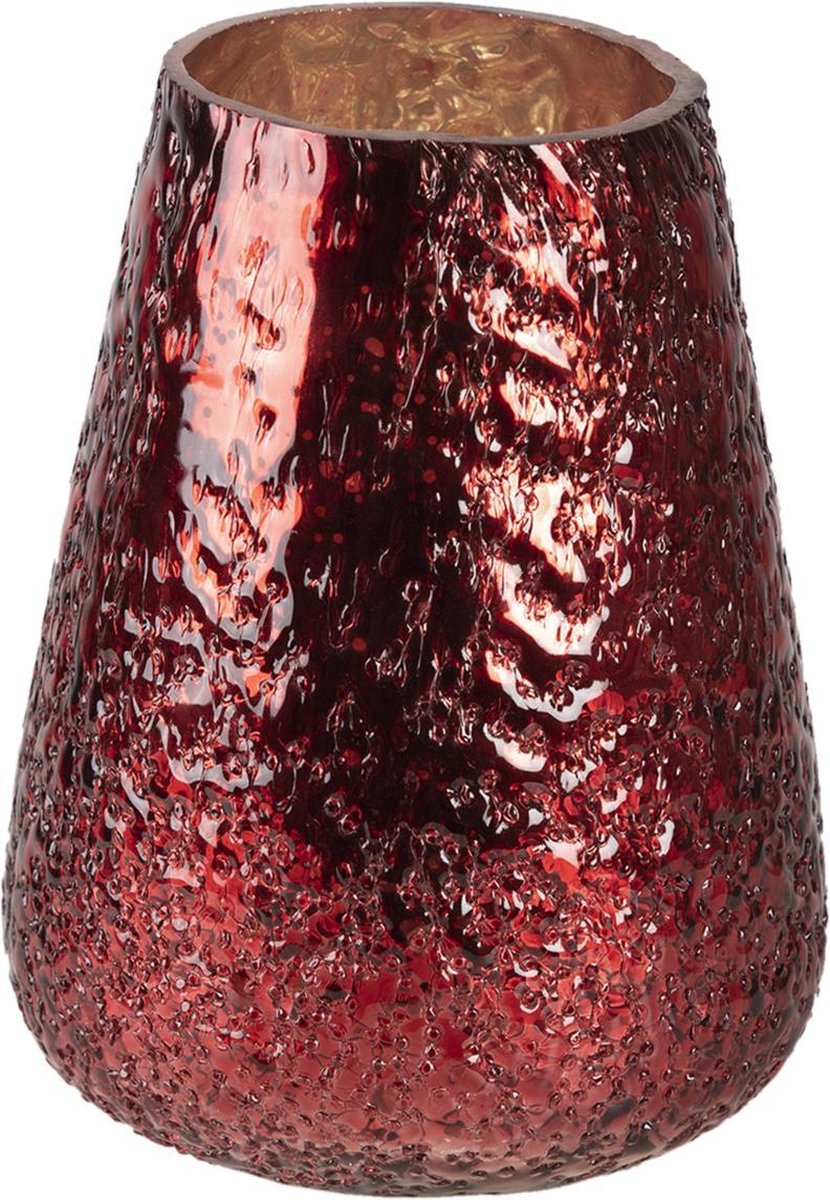 Clayre & Eef Theelichthouder Ø 13x18 cm Rood Glas
