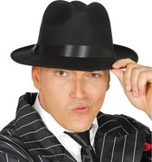 2x stuks zwarte trilby hoed/gleufhoed - Gangster/Maffia thema verkleedkleding voor volwassenen