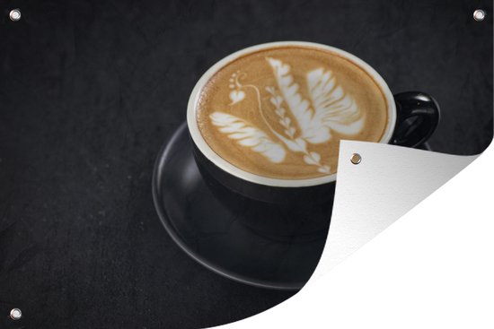 Tuinposter - Tuindoek - Tuinposters buiten - Een feniks gemaakt met latte art in een cappuccino - 120x80 cm - Tuin