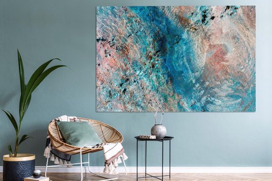 Couleurs bleues sur toile de peinture 180x120 cm - Tirage photo sur toile (Décoration murale salon / chambre) XXL / Groot format!