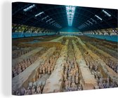 Canvas schilderij 140x90 cm - Wanddecoratie Het Terracotta leger van de keizer Qin Shi Huangdi in het Aziatische Xi'an - Muurdecoratie woonkamer - Slaapkamer decoratie - Kamer accessoires - Schilderijen
