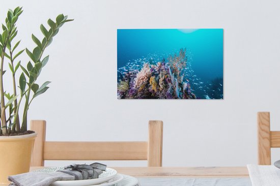 Récif de corail dans une mer d'un bleu profond Toile 30x20 cm - petit - Tirage photo sur toile (Décoration murale salon / chambre)
