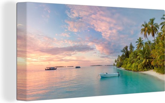 Panoramische foto van de Maldiven Canvas 60x40 cm - Foto print op Canvas schilderij (Wanddecoratie)