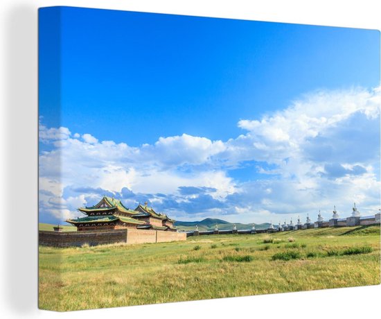 Le monastère d'Erdene Zuu en Asie pendant l'après-midi Toile 90x60 cm - Tirage photo sur toile (Décoration murale salon / chambre)