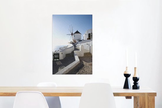 Moulin à vent à Santorin en Grèce Toile 40x60 cm - Tirage photo sur toile (Décoration murale salon / chambre) / Villes européennes Peintures sur toile
