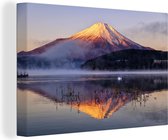 Canvas Schilderij Fuji berg vanuit het meer Yamanaka in het Aziatische Japan - 60x40 cm - Wanddecoratie
