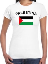 Wit dames t-shirt met vlag van Palestina L