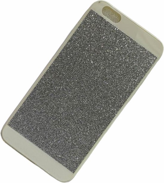 Apple iPhone Grijs Glitters back cover Bling TPU hoesje plus Gratis Tempered Glass Screenprotector met Cleaning Set