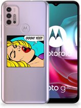 Silicone Back Case Motorola Moto G30 | G10 Hoesje met Tekst Popart Oh Yes