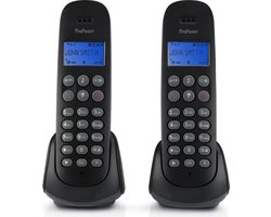 Profoon PDX-320 DECT telefoon - 2 handposten - Telefoonboek met ruimte voor 50 nummers - Zwart