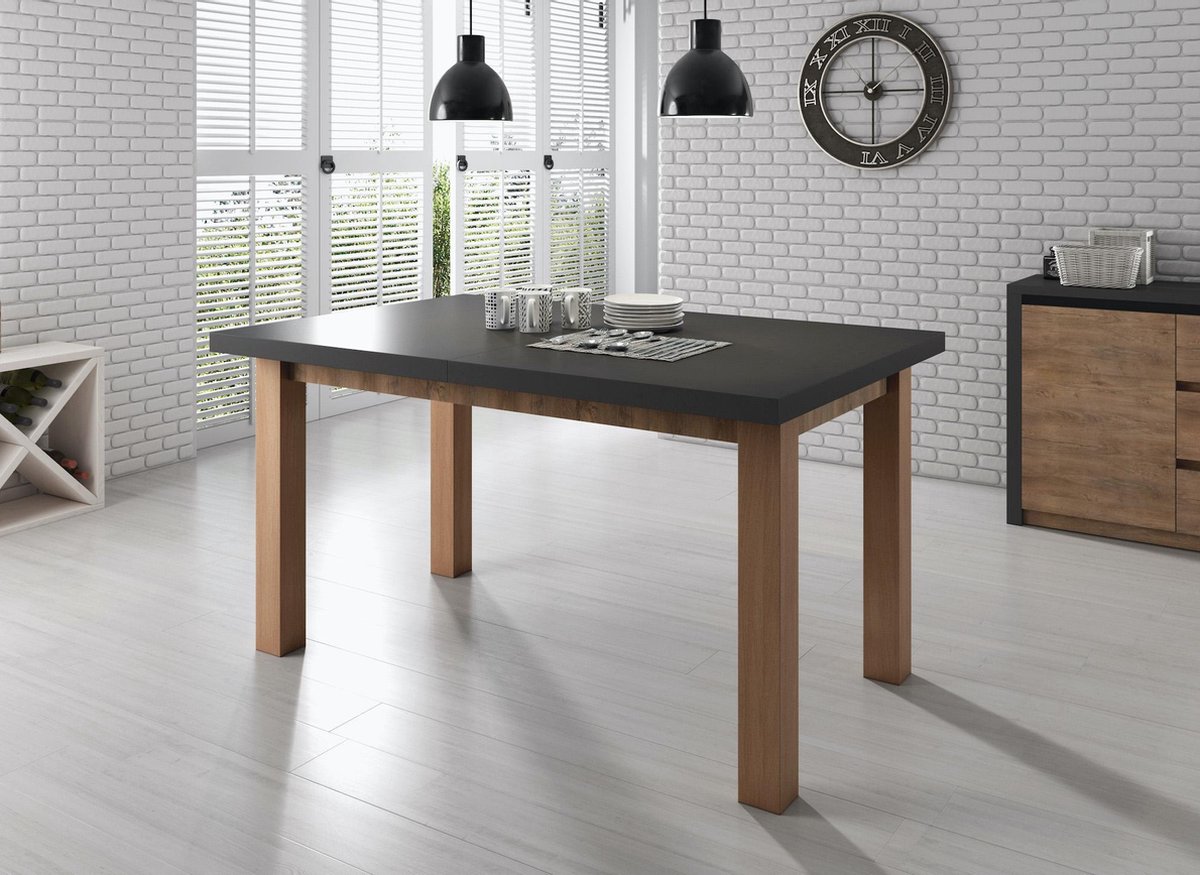 Meubella Eettafel Eetkamertafel Monaco Eiken Grijs 160 Cm Bol Com