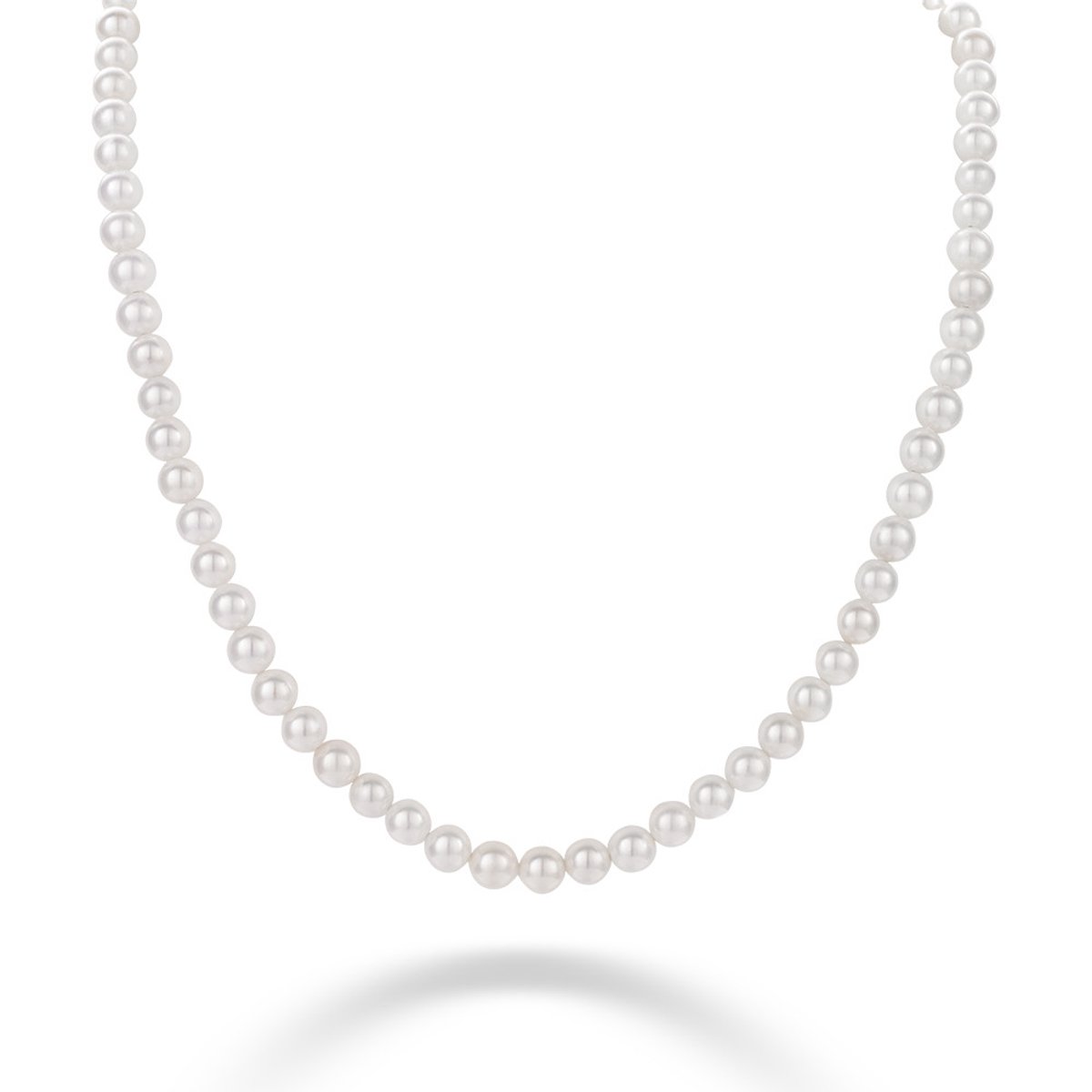 Twice As Nice Halsketting in zilver, parels van 6 mm 40cm+5cm
