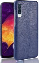 Samsung Galaxy A50 Hoesje - Mobigear - Croco Serie - Hard Kunststof Backcover - Blauw - Hoesje Geschikt Voor Samsung Galaxy A50