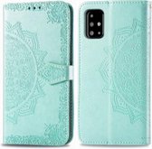 Voor Galaxy A51 Halverwege Mandala Embossing Patroon Horizontale Flip Leren Case met Houder & Kaartsleuven & Portemonnee & Lanyard (Groen)