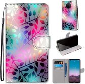 Voor Nokia 5.4 Gekleurde Tekening Cross Textuur Horizontale Flip PU Lederen Case met Houder & Kaartsleuven & Portemonnee & Lanyard (Doorschijnend Glas)