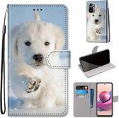 Voor Xiaomi Redmi Note 10 4G / Note 10s Gekleurde Tekening Cross Texture Horizontale Flip PU Leather Case met Houder & Kaartsleuven & Portemonnee & Lanyard (Snow Puppy)