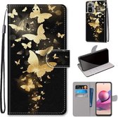 Voor Xiaomi Redmi Note 10 4G / Note 10s Gekleurde tekening Cross Texture Horizontale Flip PU lederen tas met houder & kaartsleuven & portemonnee & lanyard (Golden Butterfly Group)
