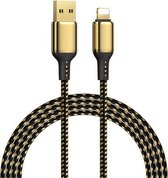 WiWU GD-100 2,4 A USB naar 8-pins zinklegering + gevlochten nylon datakabel, kabellengte: 1 m (goud)