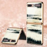 Voor Samsung Galaxy Z Flip 5G GKK Marble Pattern Galvaniseren Painted Glass Case (Marble 10)