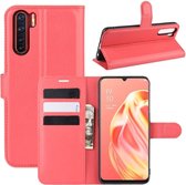 Voor OPPO A91 Litchi Texture Horizontal Flip PU lederen tas met houder & kaartsleuven & portemonnee (rood)