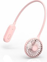 Hangende nek Oortelefoon Clip Ventilator Studentenflat Draagbaar USB Opvouwbare miniventilator (roze)