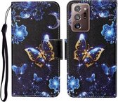 Voor Samsung Galaxy Note20 Ultra Gekleurde Tekening Patroon Horizontale Flip Leren Case met Houder & Kaartsleuven & Portemonnee & Lanyard (Maan Vlinder)