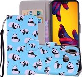 Panda Pattern Gekleurde Tekening Horizontale Leren Flip Case voor Huawei P20 Lite, met Houder & Kaartsleuven & Portemonnee & Lanyard