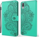 Voor Sony Xperia L3 Pauw Reliëfpatroon Horizontale Flip Leren Case met Houder & Kaartsleuven & Portemonnee & Lanyard (Groen)