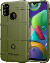 Voor Galaxy M21 Full Coverage Shockproof TPU Case (Army Green)