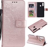 Voor Samsung Galaxy A10s Totem Bloem Reliëf Horizontale Flip TPU + PU Leren Case met Houder & Kaartsleuven & Portemonnee (Rose Goud)