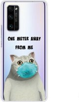 Voor Huawei Honor 30 Pro Gekleurd tekeningpatroon Zeer transparant TPU beschermhoes (masker kat)