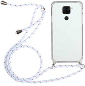 Voor Huawei Mate 30 Lite Four-Corner Anti-Fall transparante TPU beschermhoes met lanyard (wit)