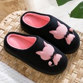 Home Warme dikke antislip katoenen schoenen, maat: 38-39 (watermeloenrood)