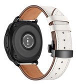 22 mm voor Huawei Watch GT2e / GT2 46 mm lederen vlindergesp zwarte knop (wit)