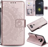 Voor LG G5 Totem Bloem Reliëf Horizontale Flip TPU + PU Leren Case met Houder & Kaartsleuven & Portemonnee (Rose Goud)
