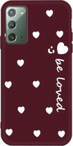 Voor Samsung Galaxy Note20 Small Smiley Heart Pattern Shockproof TPU Case (Wine Red)