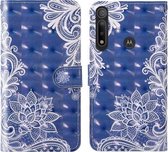 Voor Motorola Moto G8 Plus 3D-schilderij Gekleurde tekening Patroon Horizontaal Flip TPU + PU lederen tas met houder & kaartsleuven & portemonnee & lanyard (wit kant)