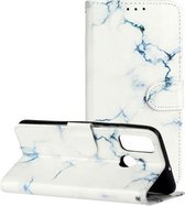 Voor Huawei P smart 2020 Gekleurde Tekening Marmer Patroon Horizontale Flip PU Lederen Case met Houder & Kaartsleuven & Portemonnee (Wit Marmer)