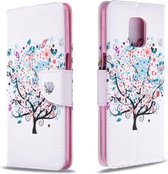 Voor Xiaomi Redmi Note 9S / Note 9 Pro / Note 9 Pro Max Gekleurd tekeningpatroon Horizontale flip lederen tas met houder & kaartsleuven & portemonnee (kleine boom)