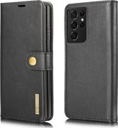 Voor Samsung Galaxy S21 Ultra 5G DG.MING Crazy Horse Texture Flip Afneembare Magnetische Leren Case met Houder & Kaartsleuven & Portemonnee (Zwart)